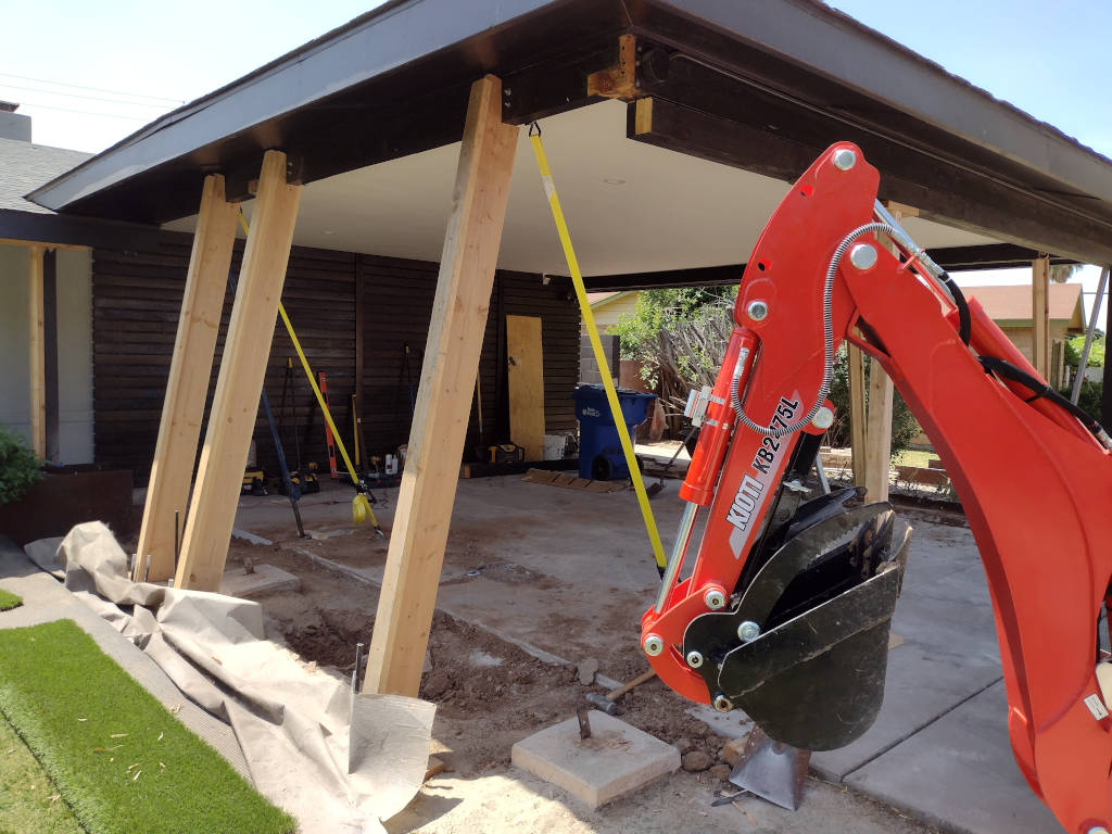 Carort to Garage conversion foundation excavation in Phoenix, AZ