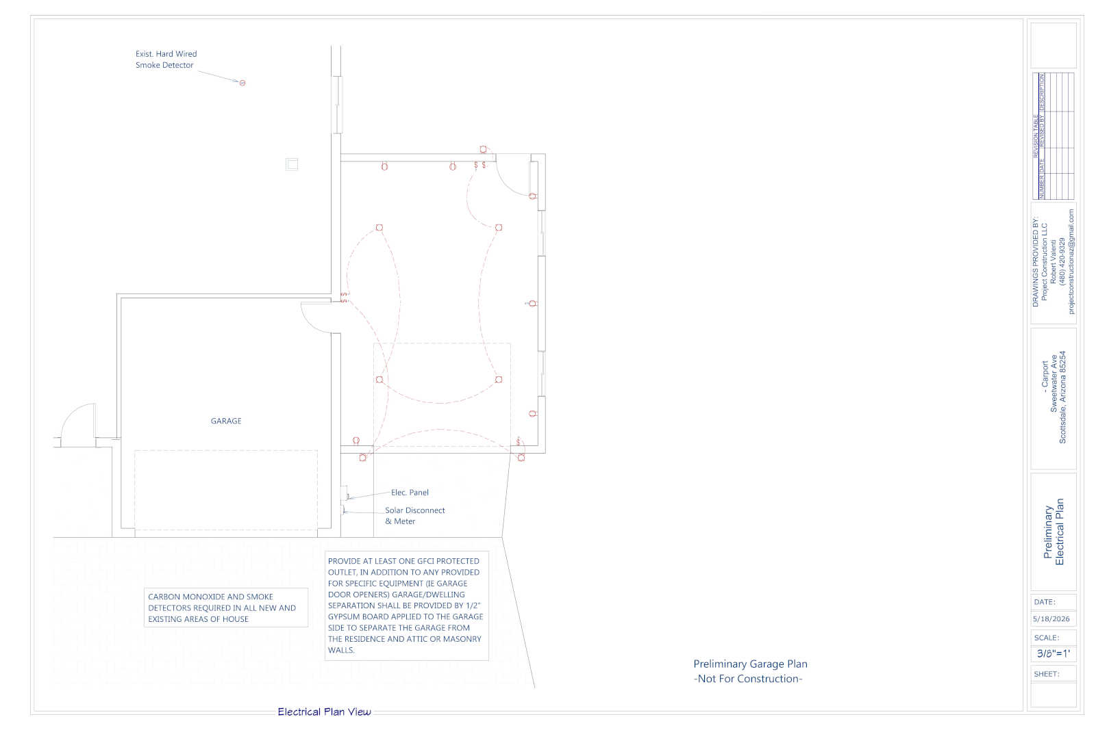 Garage Addition Preliminary Electrical Plan