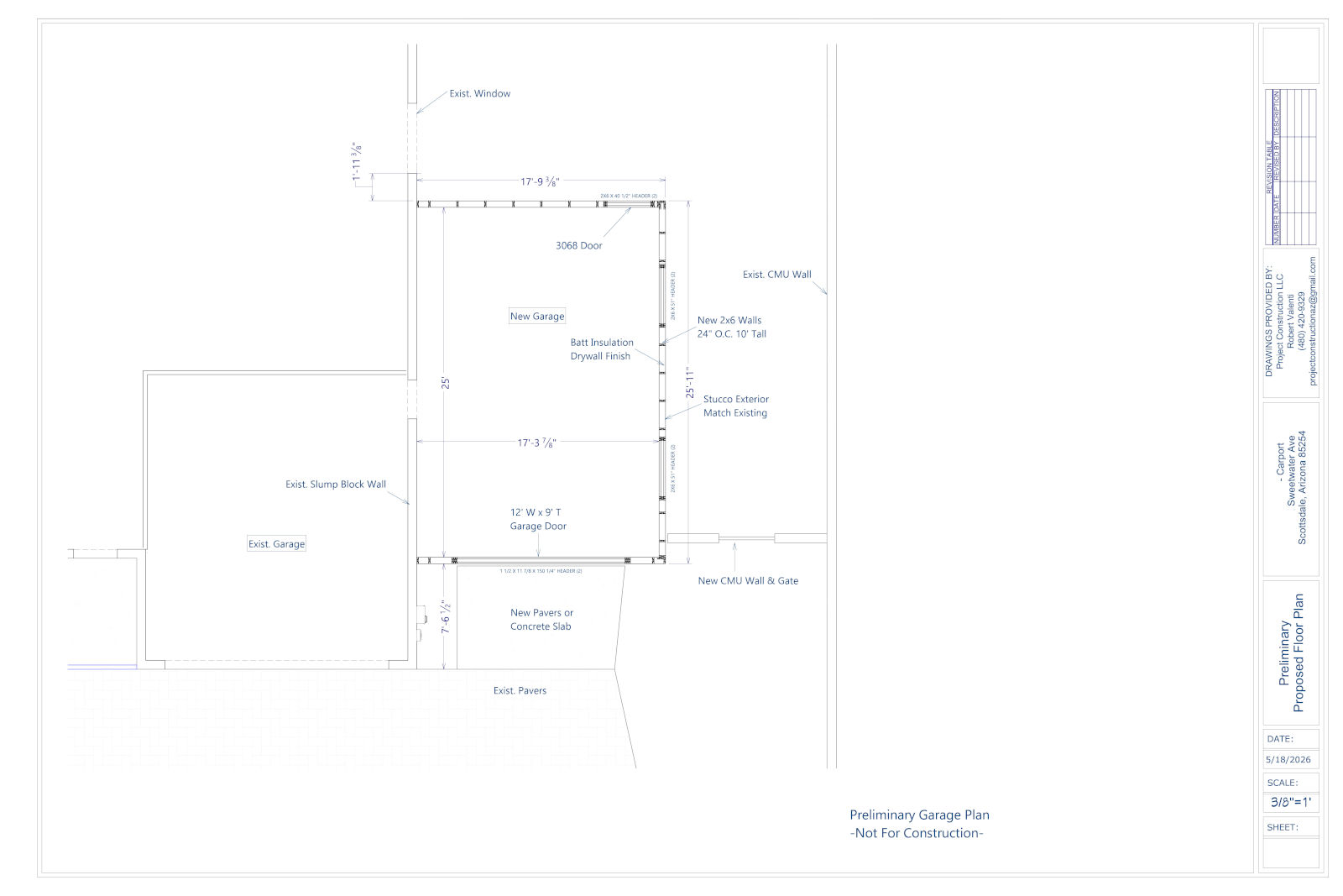 Garage Addition Preliminary Floor Plan