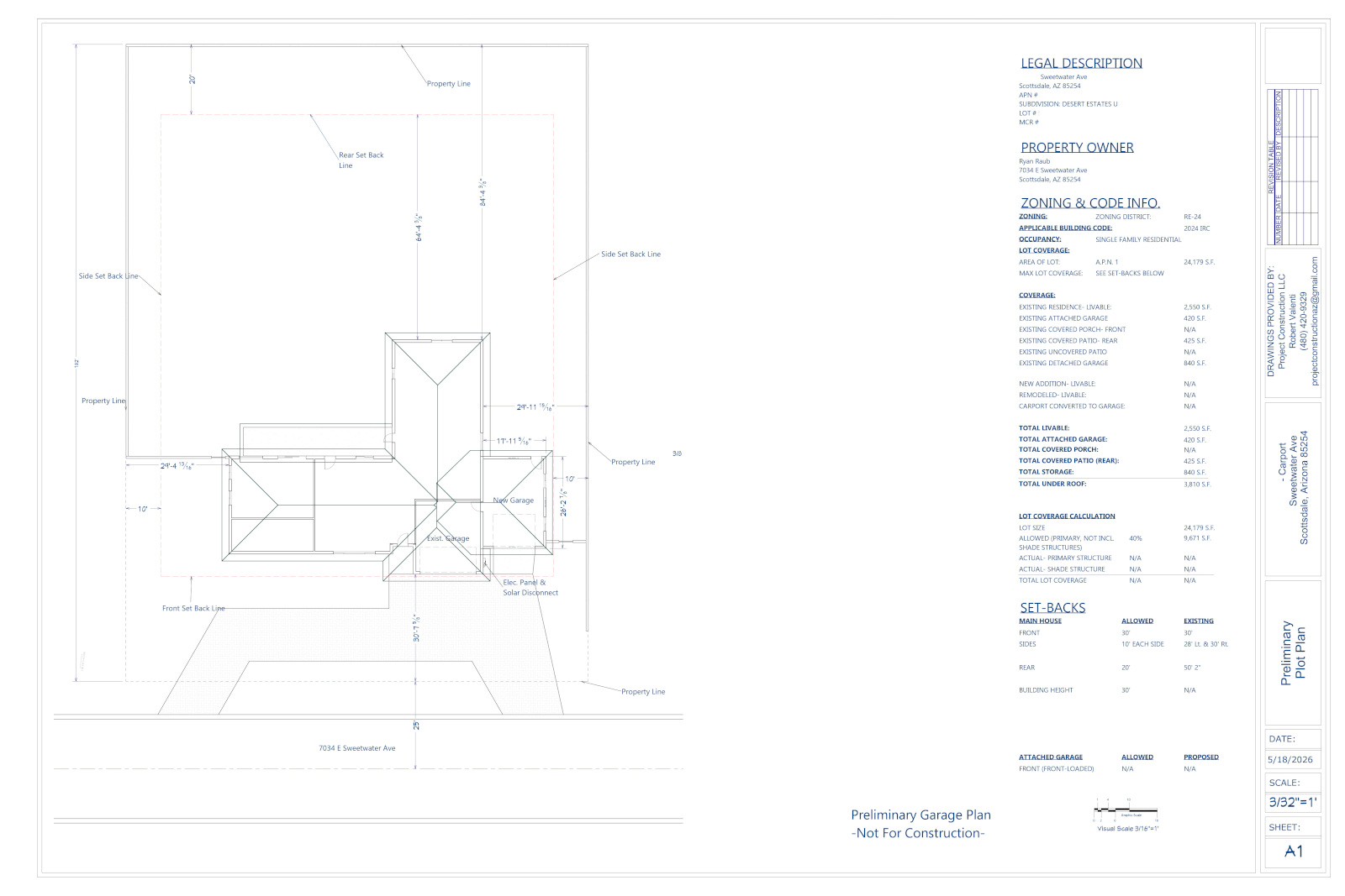 Garage Addition Preliminary Plot Plan